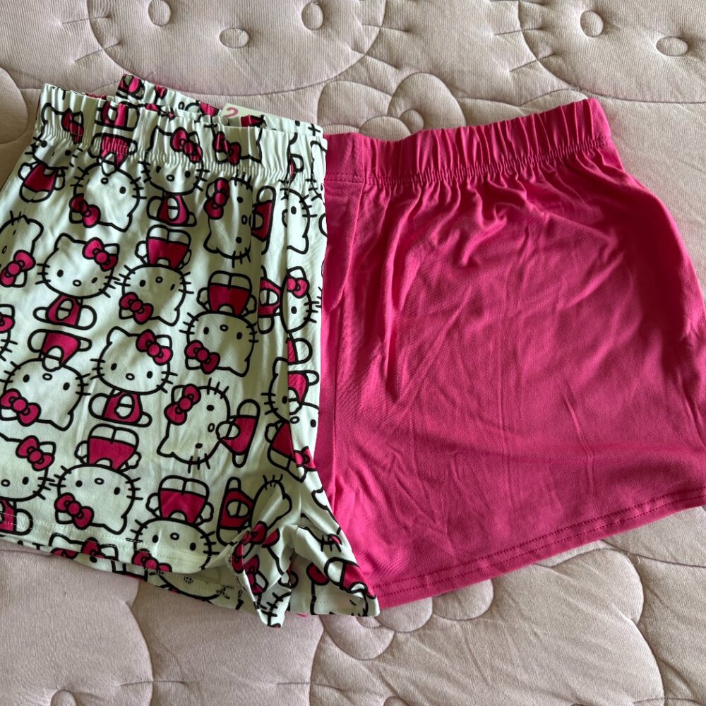 Set of 2 Hello Kitty Sleep Shorts PJ Shorts- Pink & Pattern Classic Hello Kitty